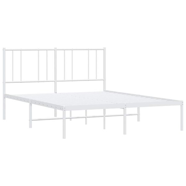 vidaXL Cadre de lit m&eacute;tal sans matelas et t&ecirc;te de lit blanc 135x190 cm