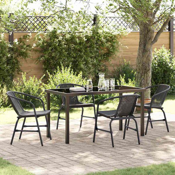 vidaXL Ensemble de salle &agrave; manger pour jardin 5 pcs Noir