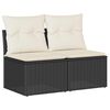 vidaXL Salon de jardin avec coussins 2 pcs noir r&eacute;sine tress&eacute;e acacia