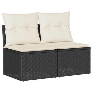 vidaXL Salon de jardin avec coussins 2 pcs noir r&eacute;sine tress&eacute;e acacia