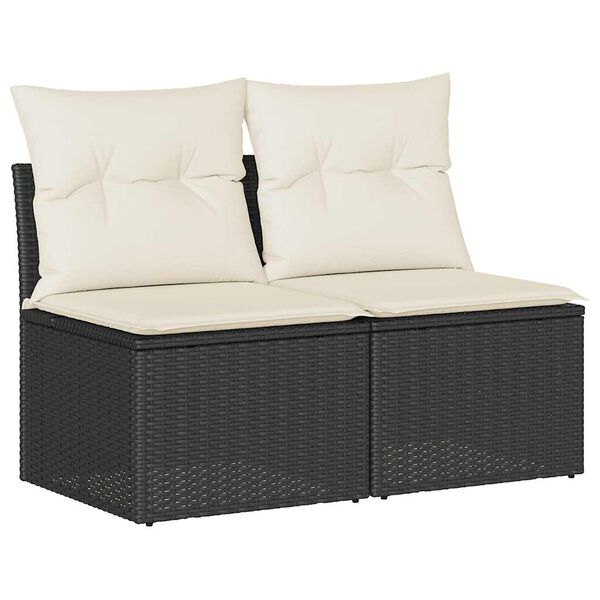 vidaXL Salon de jardin avec coussins 2 pcs noir r&eacute;sine tress&eacute;e acacia
