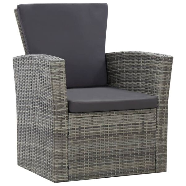 vidaXL Salon de jardin 4 pcs avec coussins résine tressée gris