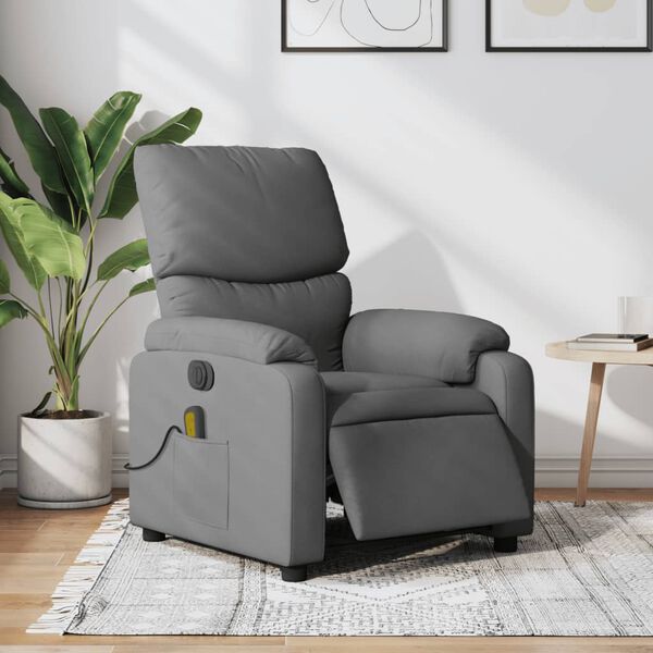 vidaXL Fauteuil inclinable de massage &eacute;lectrique gris fonc&eacute; tissu