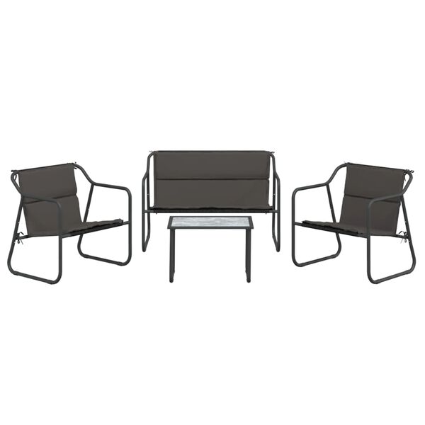 vidaXL Salon de jardin avec coussins 4 pcs anthracite acier