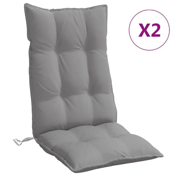 vidaXL Coussins de chaise &agrave; dossier haut lot de 2 gris tissu oxford