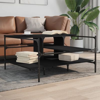 vidaXL Table basse noir 100x100x48,5 cm bois d'ingénierie