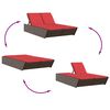 vidaXL Chaise longue double avec coussins marron résine tressée