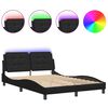 vidaXL Cadre de lit avec LED sans matelas Zadar noir 137x190 cm