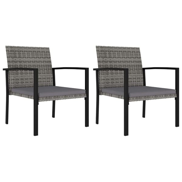 vidaXL Chaises &agrave; manger de jardin lot de 2 R&eacute;sine tress&eacute;e Gris