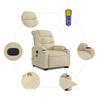 vidaXL Fauteuil inclinable de massage crème tissu