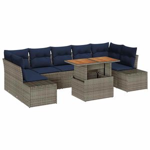 vidaXL Ensemble de salle &agrave; manger pour jardin 8 pcs Gris et marine