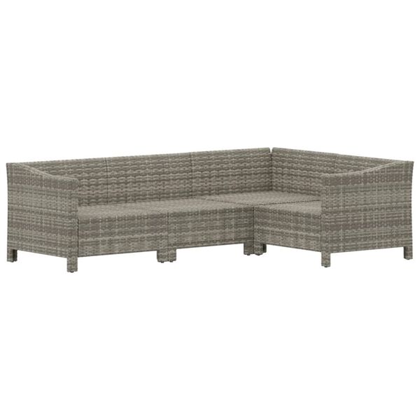vidaXL Salon de jardin 4 pcs avec coussins Gris R&eacute;sine tress&eacute;e