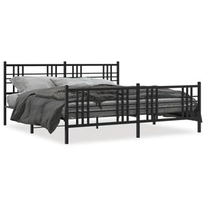 vidaXL Cadre de lit m&eacute;tal sans matelas avec pied de lit noir 193x203cm