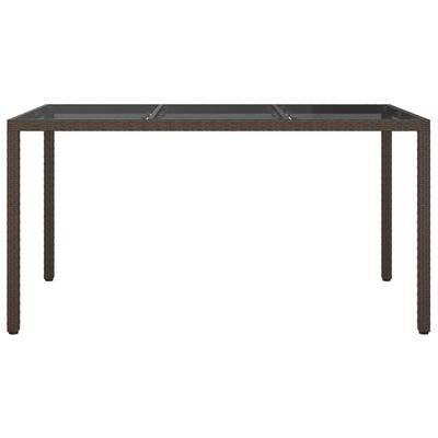 vidaXL Table de jardin 150x90x75 cm Verre trempé/résine tressée Marron