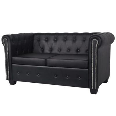 vidaXL Canapé Chesterfield à 2 places similicuir noir