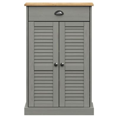 vidaXL Armoire à chaussures VIGO gris 60x35x96 cm bois massif de pin