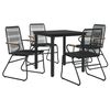vidaXL Ensemble &agrave; manger de jardin 5 pcs Noir Rotin PVC