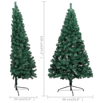 vidaXL Demi-arbre de Noël artificiel pré-éclairé et boules vert 120 cm