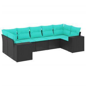 vidaXL Salon de jardin 7 pcs avec coussins noir r&eacute;sine tress&eacute;e