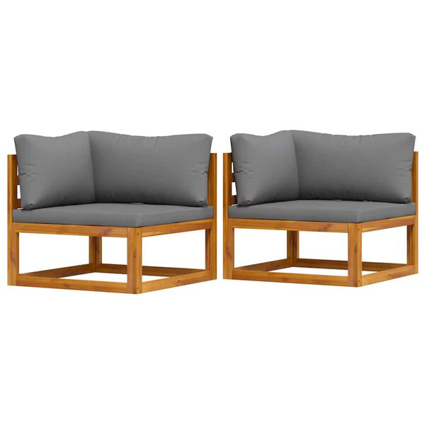 vidaXL Canap&eacute;s d'angle sectionnels 2 pcs avec coussins Gris fonc&eacute;