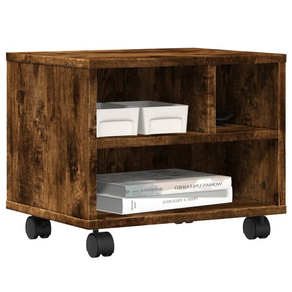 vidaXL Support d'imprimante avec roulettes ch&ecirc;ne fum&eacute; 41x32x34,5 cm