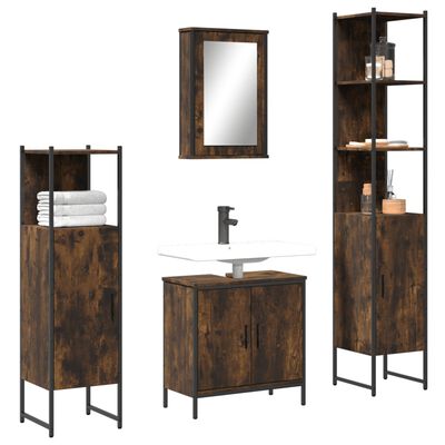 vidaXL Ensemble de meubles de salle de bain 4 pcs Chêne fumé Bois