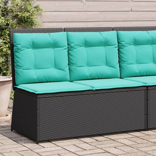 vidaXL Banc inclinable de jardin avec coussins noir r&eacute;sine tress&eacute;e