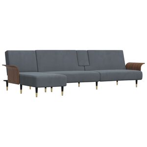 vidaXL Canap&eacute;-lit en forme de L gris 279x140x70 cm velours