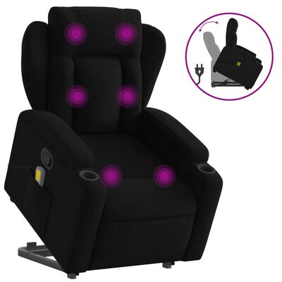 vidaXL Fauteuil inclinable de massage noir tissu