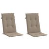 vidaXL Coussins de chaise de jardin dossier haut lot de 2 taupe tissu