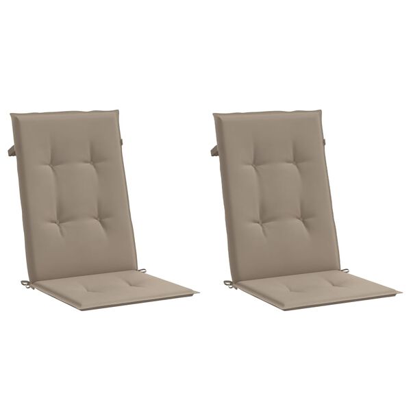 vidaXL Coussins de chaise de jardin dossier haut lot de 2 taupe tissu