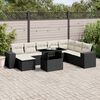 vidaXL Salon de jardin 9 pcs avec coussins noir r&eacute;sine tress&eacute;e