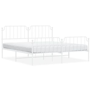 vidaXL Cadre de lit m&eacute;tal sans matelas et pied de lit blanc 183x213 cm