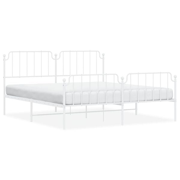 vidaXL Cadre de lit m&eacute;tal sans matelas et pied de lit blanc 183x213 cm