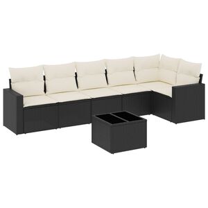 vidaXL Salon de jardin 7 pcs avec coussins noir r&eacute;sine tress&eacute;e