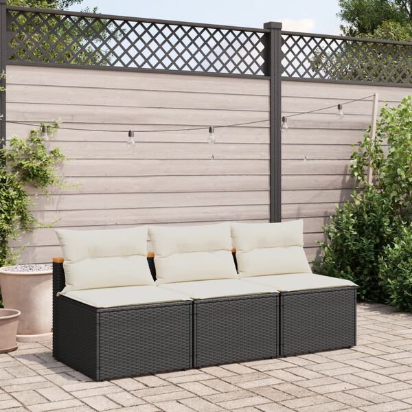 vidaXL Canap&eacute;s de jardin sans accoudoirs avec coussins 2 pcs noir