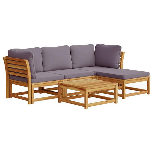vidaXL Salon de jardin avec coussins 5 pcs Bois d'acacia solide