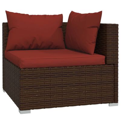 vidaXL Salon de jardin 6 pcs avec coussins Résine tressée Marron