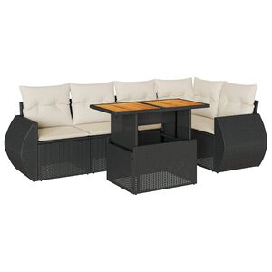 vidaXL Salon de jardin 6 pcs avec coussins noir r&eacute;sine tress&eacute;e