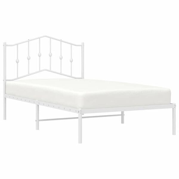 vidaXL Cadre de lit m&eacute;tal sans matelas et t&ecirc;te de lit blanc 100x190 cm