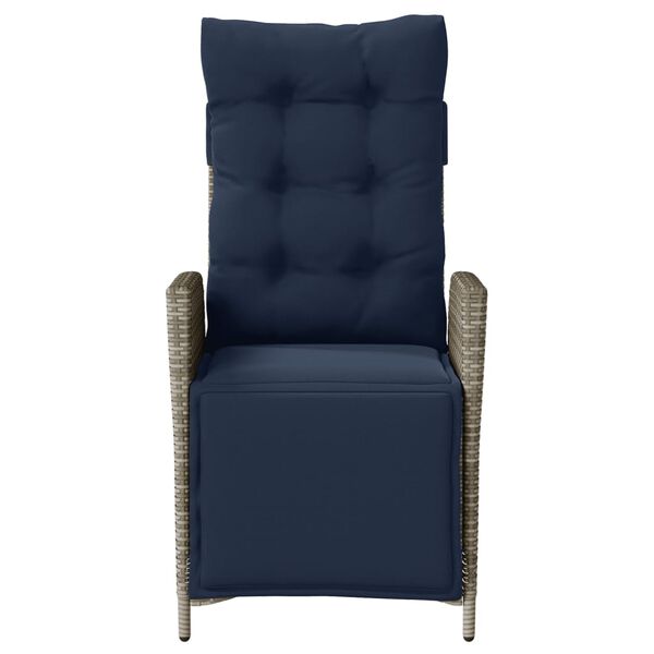 vidaXL Chaise inclinable de jardin et repose-pied gris r&eacute;sine tress&eacute;e