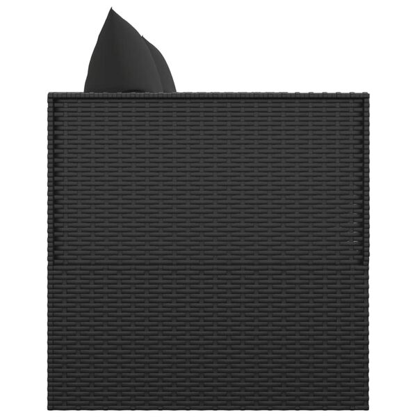 vidaXL Lit de salon d'ext&eacute;rieur avec coussins Noir R&eacute;sine tress&eacute;e