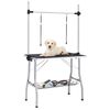 vidaXL Table de toilettage réglable de chiens avec 2 boucles et panier