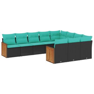 vidaXL Salon de jardin 10 pcs avec coussins noir r&eacute;sine tress&eacute;e
