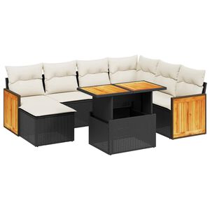 vidaXL Salon de jardin 8 pcs avec coussins noir r&eacute;sine tress&eacute;e