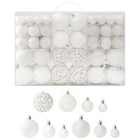 vidaXL Ensemble de boules de Noël 100 pcs Blanc