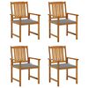 vidaXL Chaises de jardin avec coussins lot de 4 Bois d'acacia massif