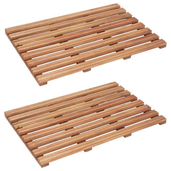 vidaXL Tapis de salle de bain 2 pcs Bois d'acacia massif 56x37 cm