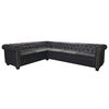 vidaXL Canap&eacute; d'angle Chesterfield 6 places noir similicuir