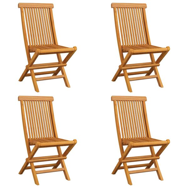vidaXL Chaises de jardin et coussins bleu lot de 4 Bois de teck massif